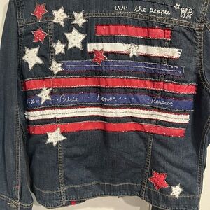 Chico's Red and Black Denim Jacket